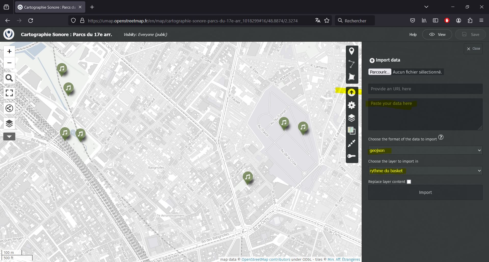 Umap geojson import