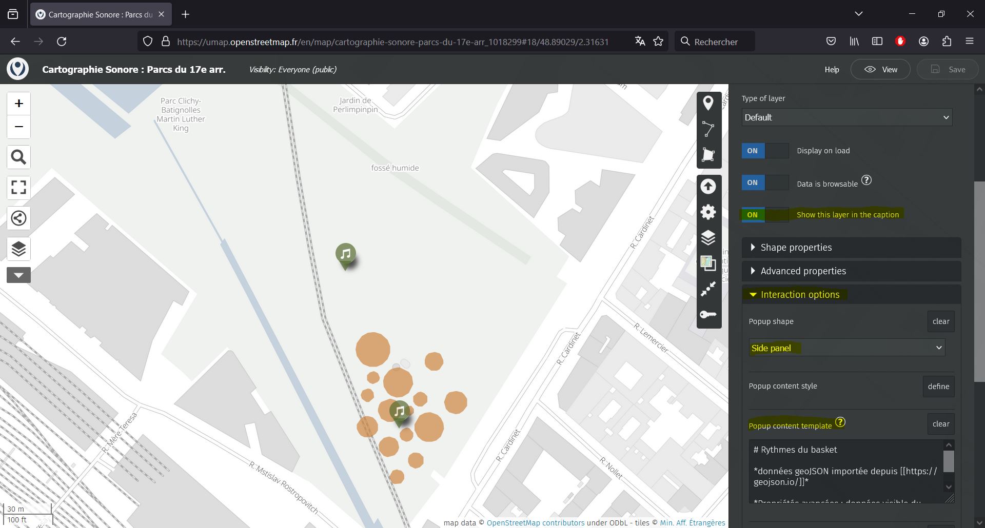 Umap layer properties