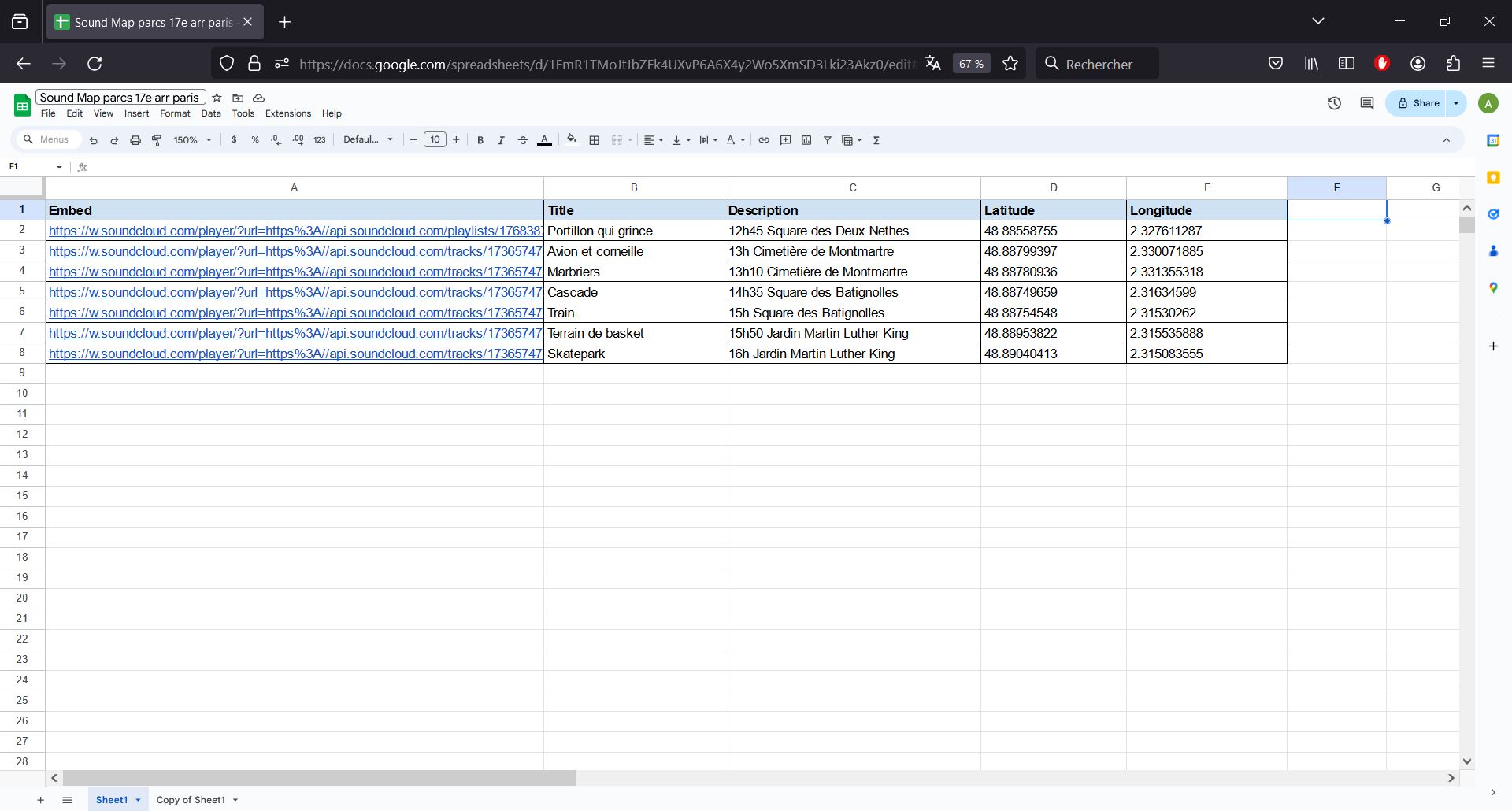 Google Sheet tableau